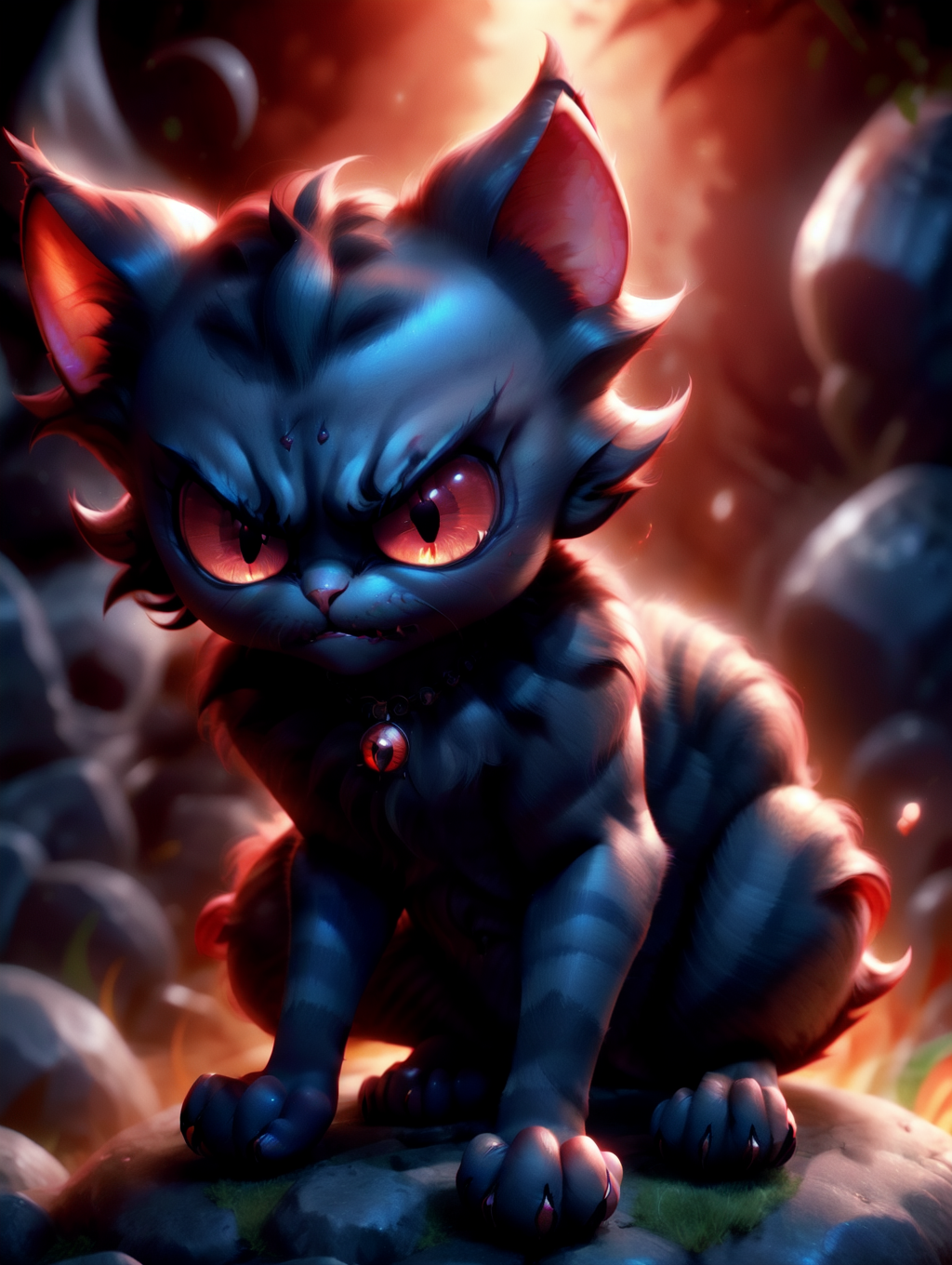 angry red eyes demon black cat striped precious 20231014093344.png